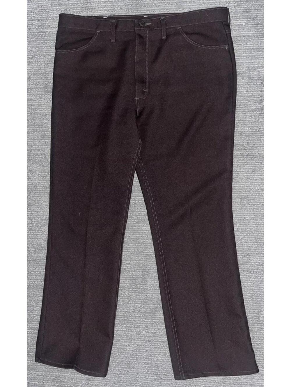 Vintage Wrangler Men's Brown Polyester Dress Pants Slacks Size 40X30 USA Made